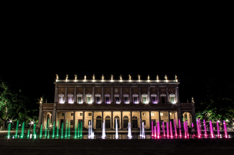 history, illuminated, fountain, the past, reggio emilia, architecture, travel destinations, tourism, lights, lighting, night, 4K, landscape, fontana, no people