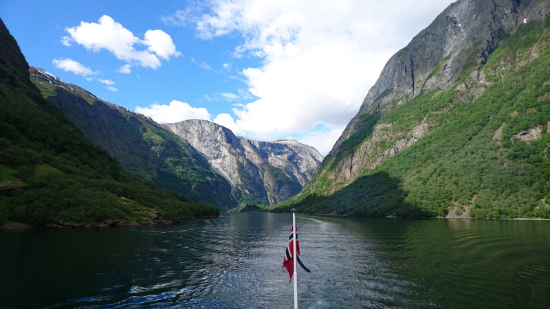 environment, nature, mountain range, nautical vessel, adventure, mountain, gudvangen, tranquility, outdoors, sky, one person, beauty in nature, norway