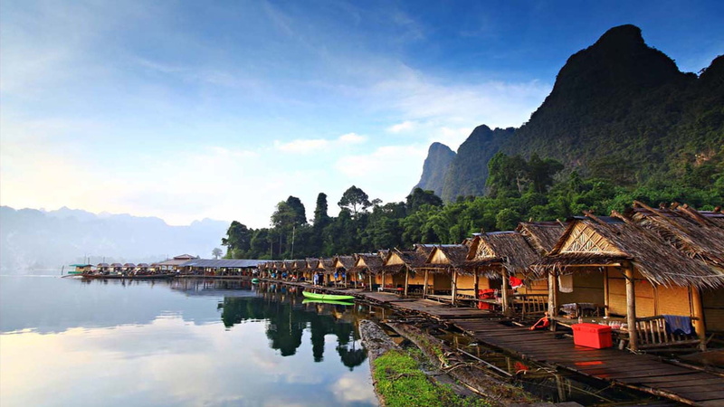 thailand, cheow, water, sok, complex, thani, park, landscape, 1080P, national, bungalows, surat, lan, province, photography, houses, lake, khao