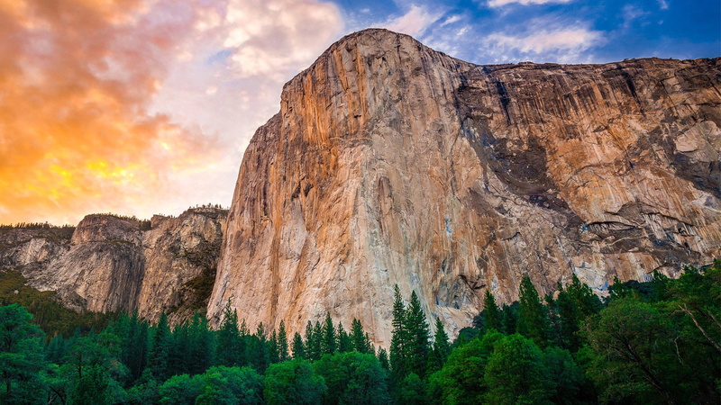 sky, forest, trees, nature, clouds, yosemite, pine, red, 1080P, park, granite, hd, rocks, usa, landscape, national, california, green