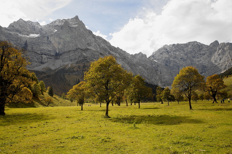 no people, idyllic, outdoors, trees, cloud - sky, nature, 5K, formation, karwendel, vacations, ahornboden, hiking, land, plant, clouds, tyrol, austria
