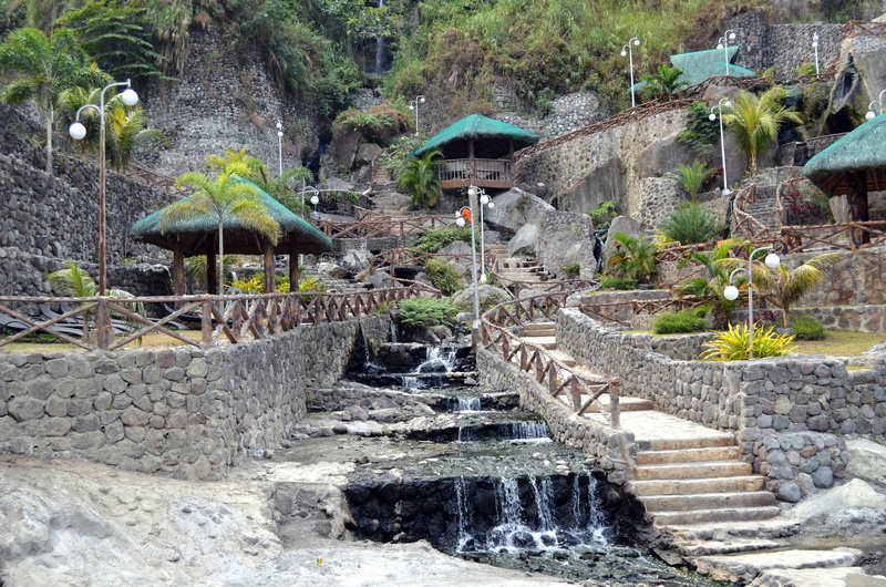 solid, thermal baths, building, philippines clark, rock - object, scenery, plant, flowing water, built structure, outdoors, growth, puning hot springs