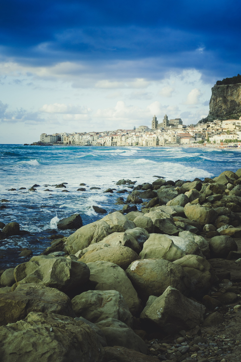 water, cove, tranquility, solid, cloud - sky, tranquil scene, village, italy, rock, rocks, ocean, coast, rock - object, built structure, scenics - nature