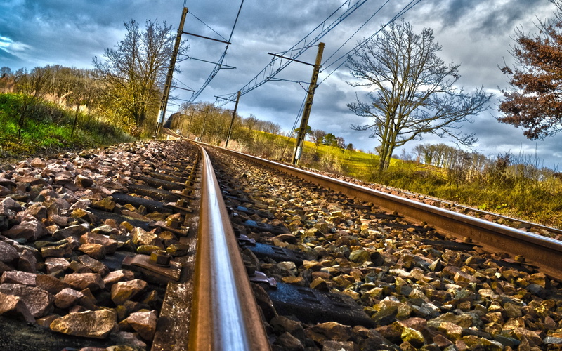 Rails, Trees, 1080P, Stones, Clouds, Railroad