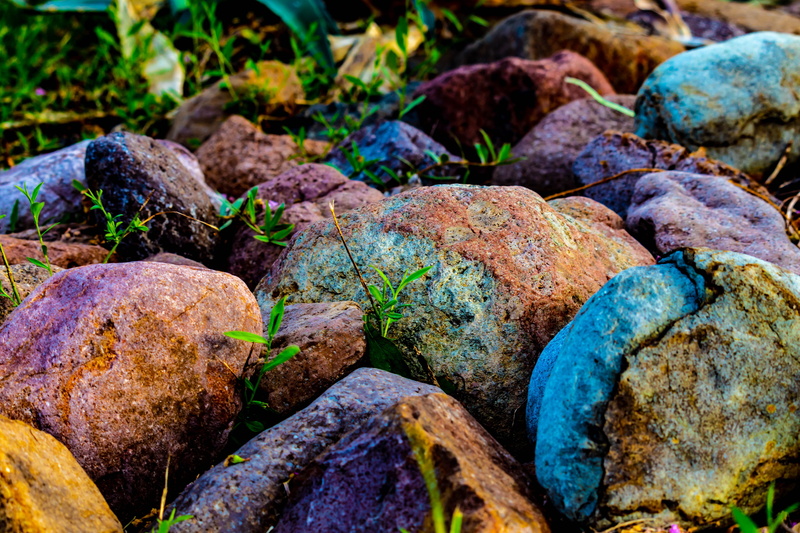 green color, landscaping, no people, zen, outdoors, textured, pattern, chaos, gravel bed, balance, creative, focus on foreground, color, day, solid, natural