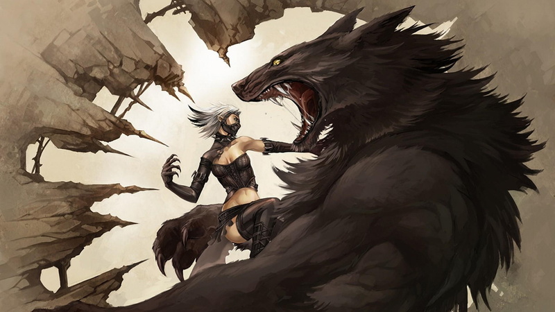 creatures, werewolf, 3d and abstract, fantasy, vampires, artwork, 1080P, fighting, women, wolf
