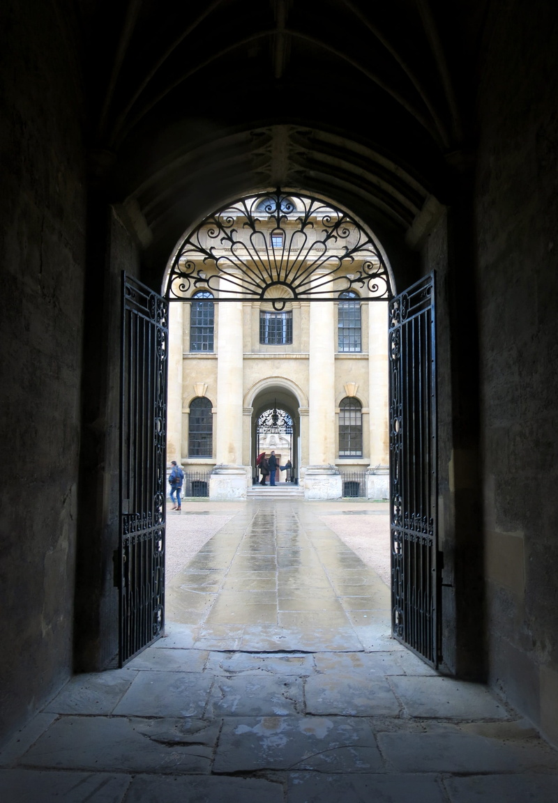 united kingdom, no people, arched, gate, door, empty, day, rain, corridor, tiled floor, architectural column, raining, pillars, ceiling, light, reflections