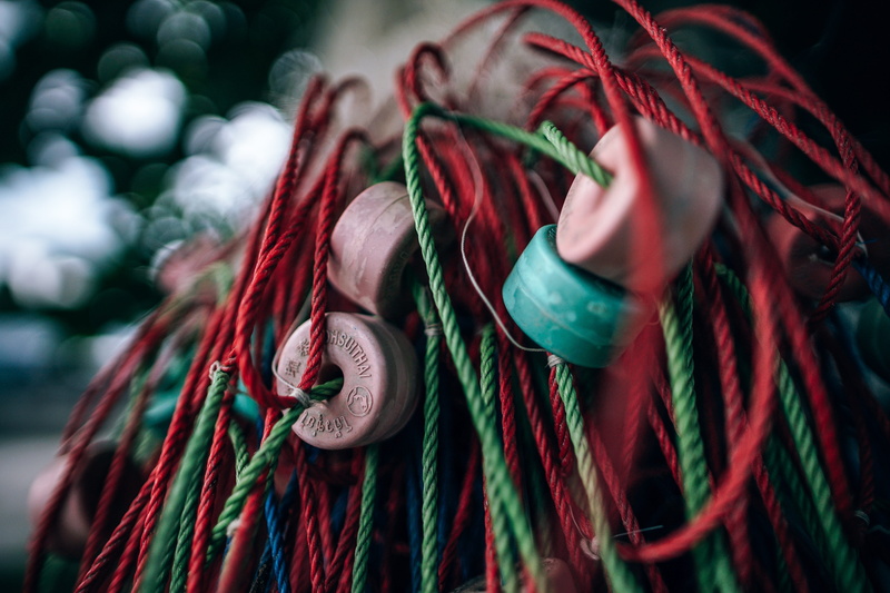cord, tied up, net, green color, textured, catch, industry, strength, nylon, connection, tied knot, string, object, green, trap, nature, selective focus