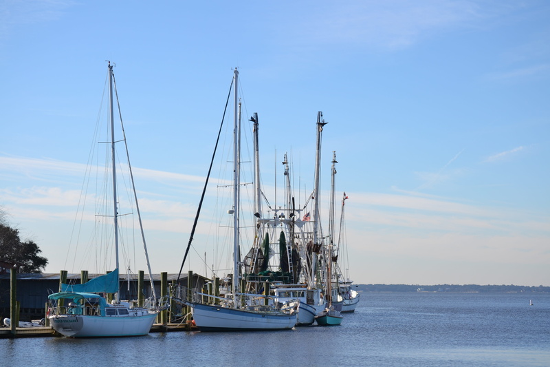 sea, fisherman, day, pole, harbor, equipment, industry, shem creek, sailboat, vessel, waterfront, fishing, marine, nautical vessel, blue, cloud - sky, coast