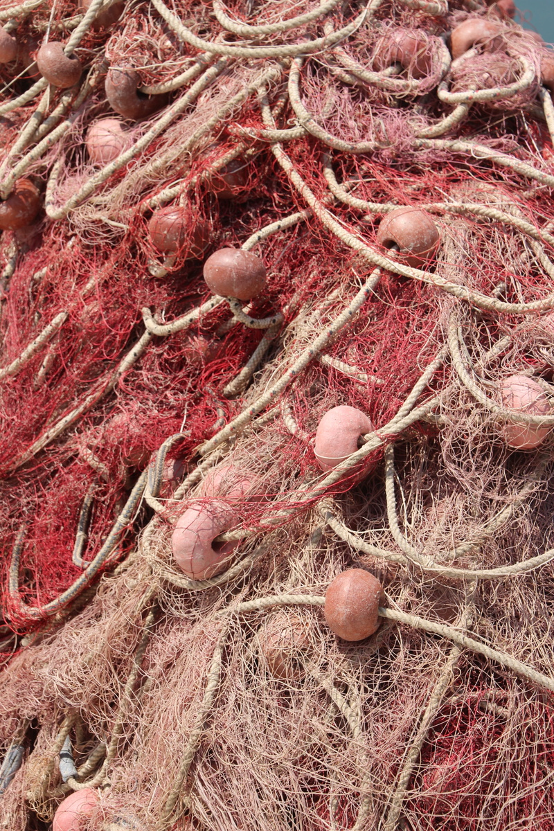 colorful, pink color, textured, day, fishing, backgrounds, mediterranean, outdoors, coast, nature, commercial fishing net, rope, detail, red, web, full frame