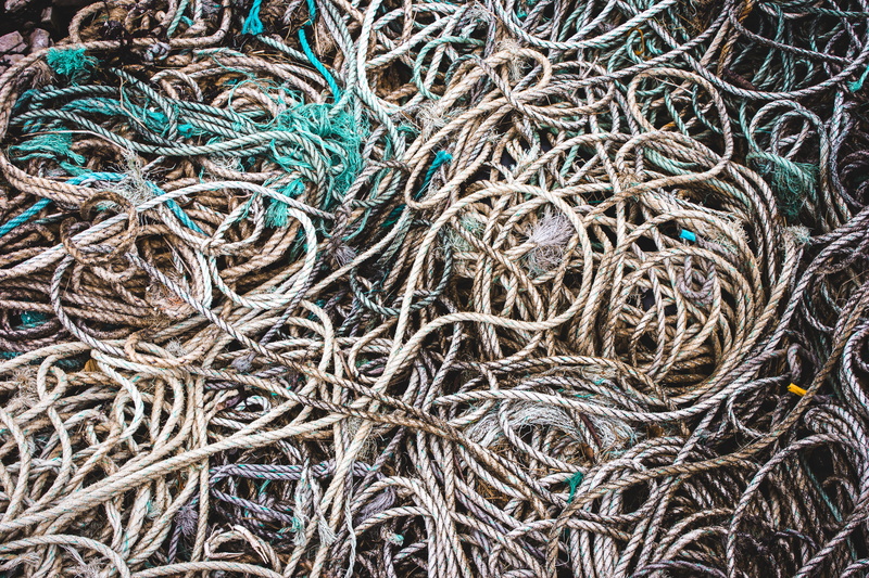 day, complexity, full frame, lot, fishing, high angle view, commercial fishing net, outdoors, messy, fishing net, fishing industry, chaos, pattern, close-up