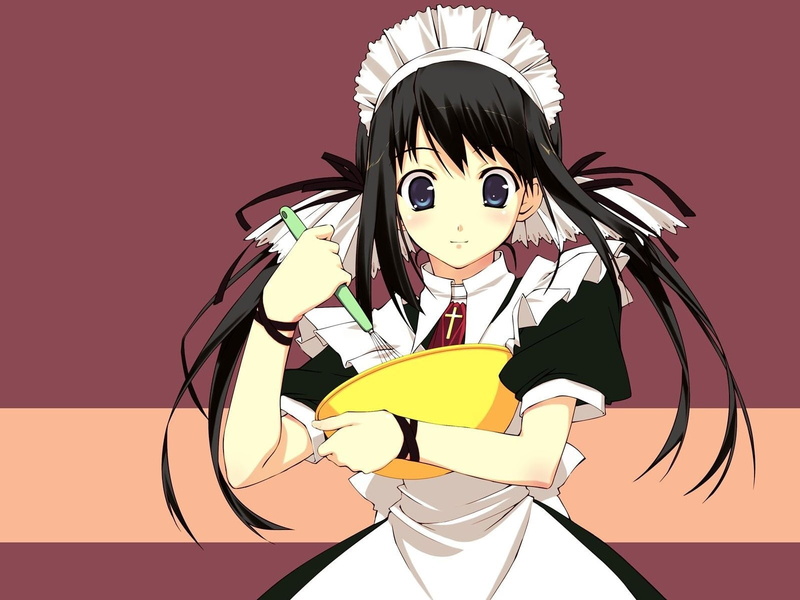 childhood, real people, one person, portrait, Girl, Murakami suigun, Brunette, females, looking at camera, studio shot, human representation, cute, Maid
