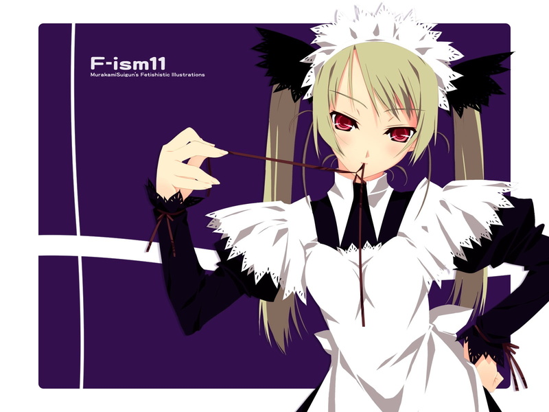 blondes, twintails, maids, red, 720P, suigun, murakami, eyes