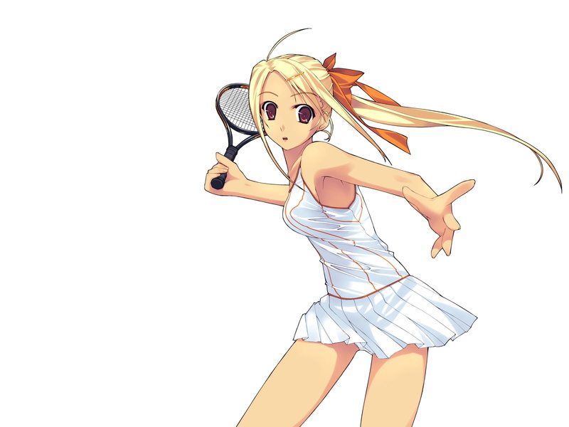 anime, background, suigun, simple, blondes, ornaments, murakami, tennis, outfit, hair, girls, 720P