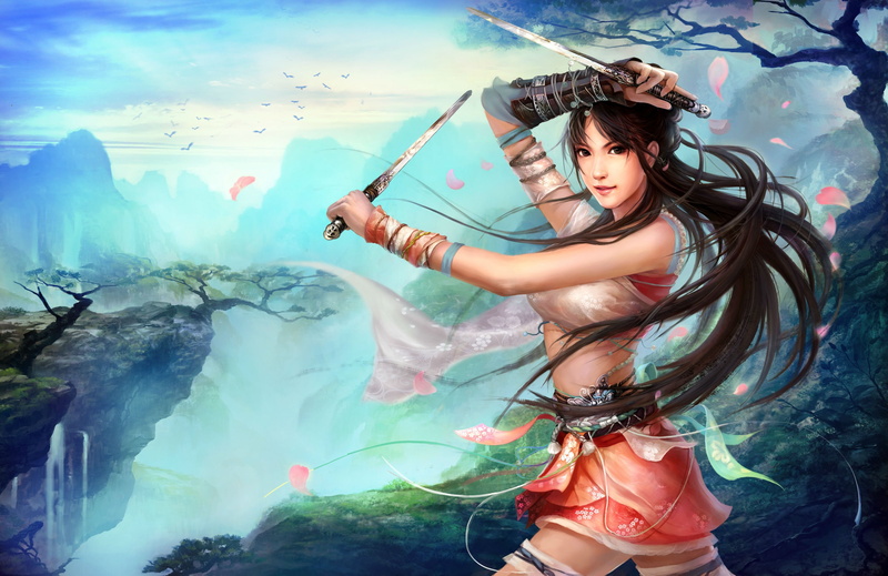 swordsman, rpg, hero, Girls, poster, action, Heroes, Asian, warrior, martial, Fighting, 2K, kung, girl, samurai, 3513x2280 px, fantasy, mmo, online, WuXia