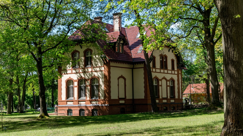plant, tree trunk, building, villa, grass, entrance, growth, belief, outside, religion, green color, tree, building exterior, park, facade, outdoors, window