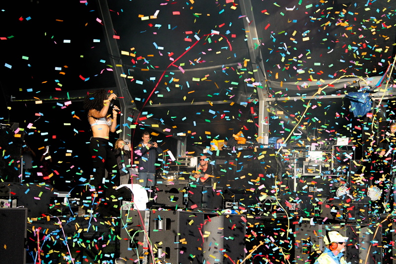 multi colored, confetti, people, illuminated, night, lifestyles, liverpool, sefton park, emotion, adult, summer, celebration, architecture, concert, 4K