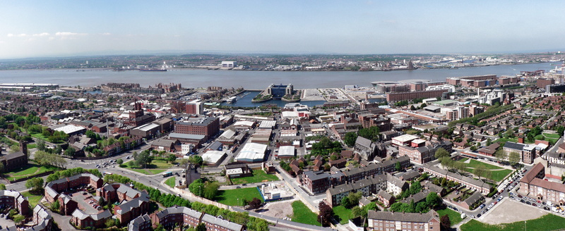 England, residential district, sky, skyline, day, town, built Structure, nature, City, travel destinations, outdoors, roof, Liverpool, panoramic, building