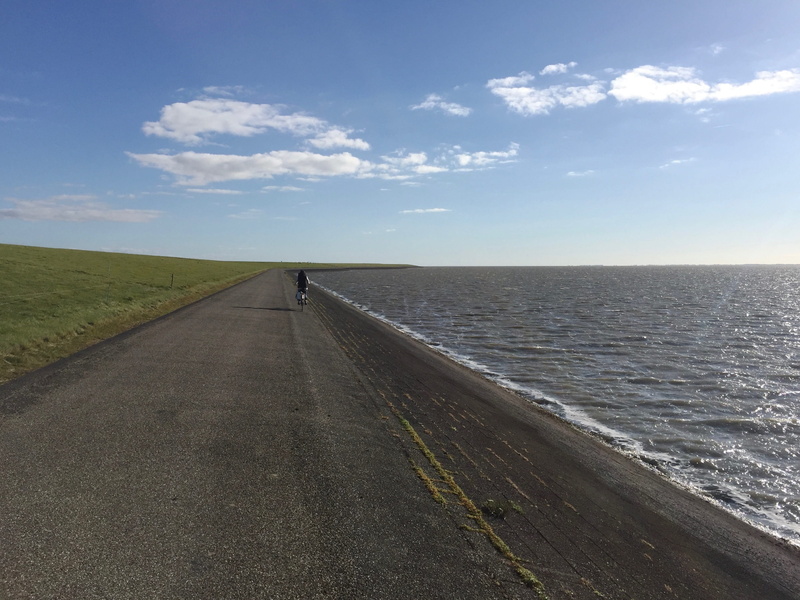 day, direction, one person, diminishing perspective, bike, clouds, Sea, 2K, transportation, horizon, the way forward, west friesland, non-urban scene