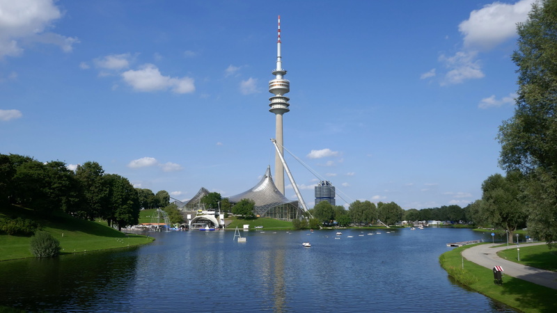 plant, building exterior, 4K, cloud - sky, travel destinations, tv tower, day, building, stadiums, lake, city, sky, sports center, architecture, park