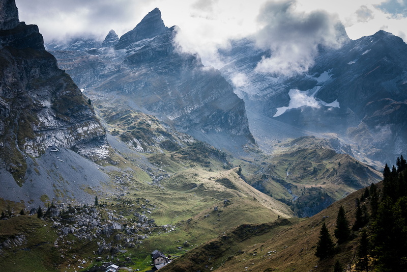 cold temperature, non-urban scene, mountain Peak, photo, aerial, day, sky, Swiss alps, trees, cloud - sky, mountain, misty, skyrim, green, peak, cloud
