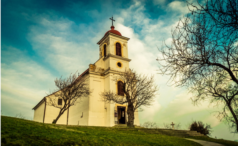 no people, bare tree, tree, stairs, clouds, plant, religion, building exterior, 4K, grass, outdoors, nature, architecture, trees, sky, low angle view