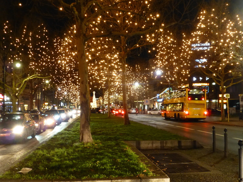 string, near, glowing, plant, Kurfürstendamm, light, illuminated, Christmas, Night, transportation, architecture, lights, motor vehicle, city, street light