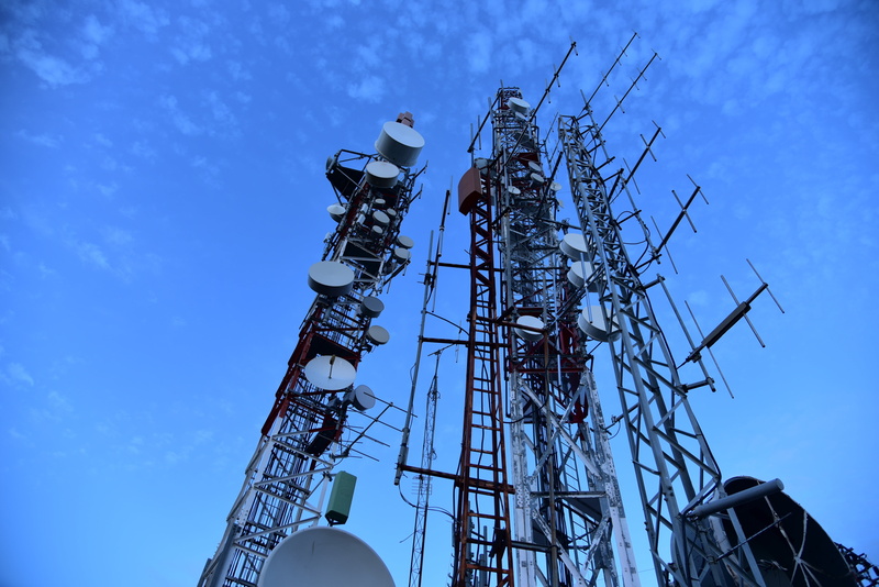 5K, global communications, no people, technology, satellite dish, tall - high, architecture, industry, repeater, sky, communications, outdoors, day, blue