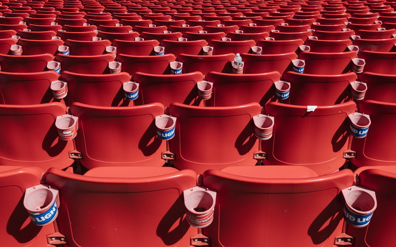lot, pattern, plastic, equipment, red, industry, stage - Performance Space, sunlight, stadium, audience, in A Row, event, cupholder, blue, texture, repeating