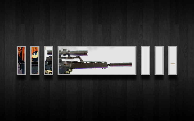 1080P, black background, choice, Gunslinger Girl, toy, communication, indoors, no people, directly above, studio shot, picture-in-picture, side by side