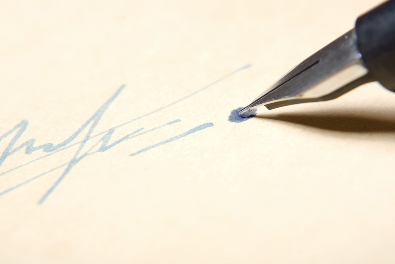 document, success, communicate, agreement, copy space, handwriting, letter, pen, write, closeup, single, ink, fountain pen, signature, correspondence, hand