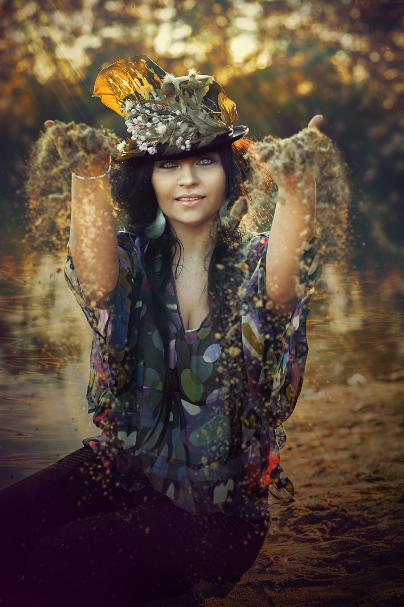 decoration, portrait, joy of life, sand, hair, focus, girl, clothing, art, hairstyle, land, nature, fashion, healthy, daytime, cheerful, young adult, leisure activity