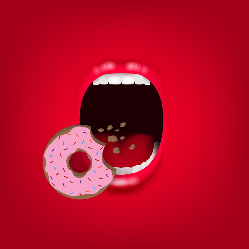 heart shape, mouth, eat snacks, shape, number, delicious, food, single object, red, red background, pink color, close-up, cut out, no people, indoors, still life