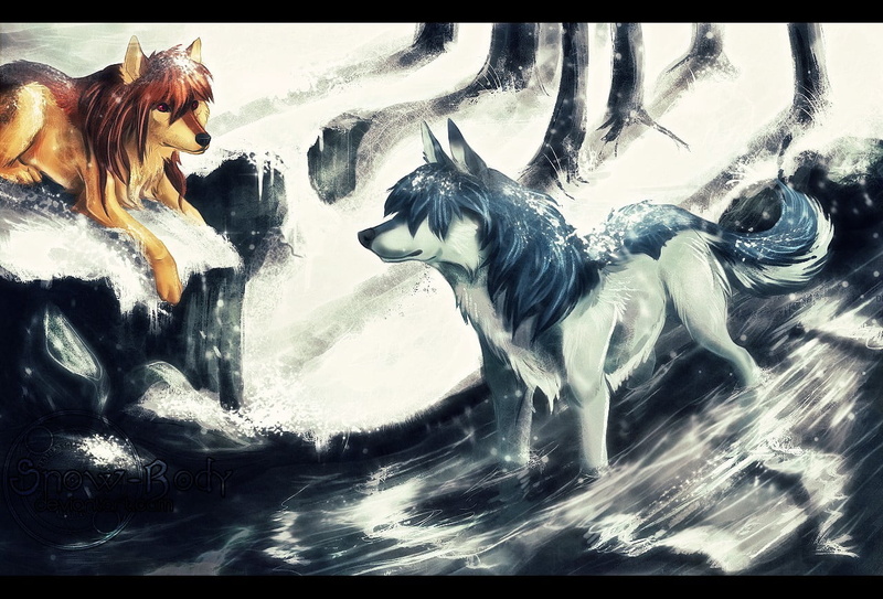 waterfront, 720P, digital composite, anime, fox, motion, sea, two, no people, group of animals, animal wildlife, water, day, transfer print, representation