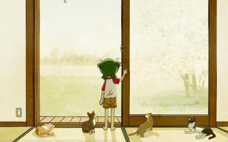 yotsubato, cats, 720P, anime, yotsuba