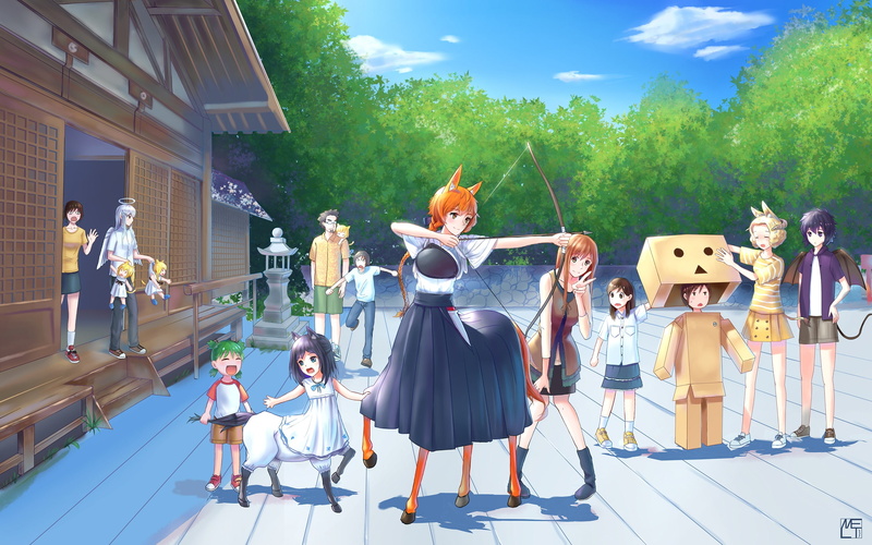 wings, ena, himeno, 248303, yotsubato!, yotsuba, kyouko, 2K, meltdkh, naraku, loli, crossover, ayase, kimihara, animal, horns, com, gokuraku, koiwai, konachan