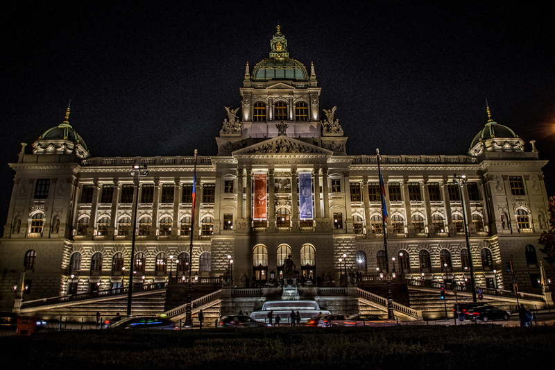 tourism, 5K, nature, museum, architecture, illuminated, sky, city, ornate, czechoslovakia, history, building, facade, dome, built structure, night, travel destinations