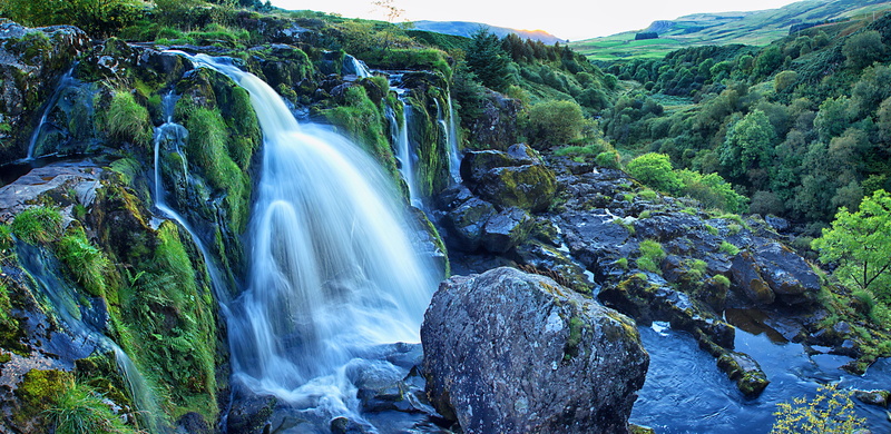 Moss, Water, Loup Of Fintry, 5K, Waterfall, Loup Of Fintry Waterfall, Earth, River, Waterfalls, Green, Rock, Landscape, Scotland