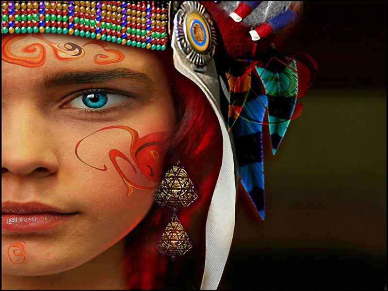 people, indian, art, kids, 720P, face, carnival, Blue, eyes, hd, colors
