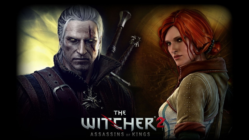 people, The witcher 2 assassins of kings, couple - relationship, dyed red hair, looking at camera, Warrior, black color, men, males, Girl, Look, 1080P