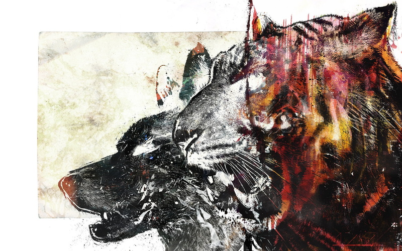 transfer print, domestic, mammal, wildlife, animal themes, auto post production filter, painting, animal, vertebrate, black color, drawing - Art Product