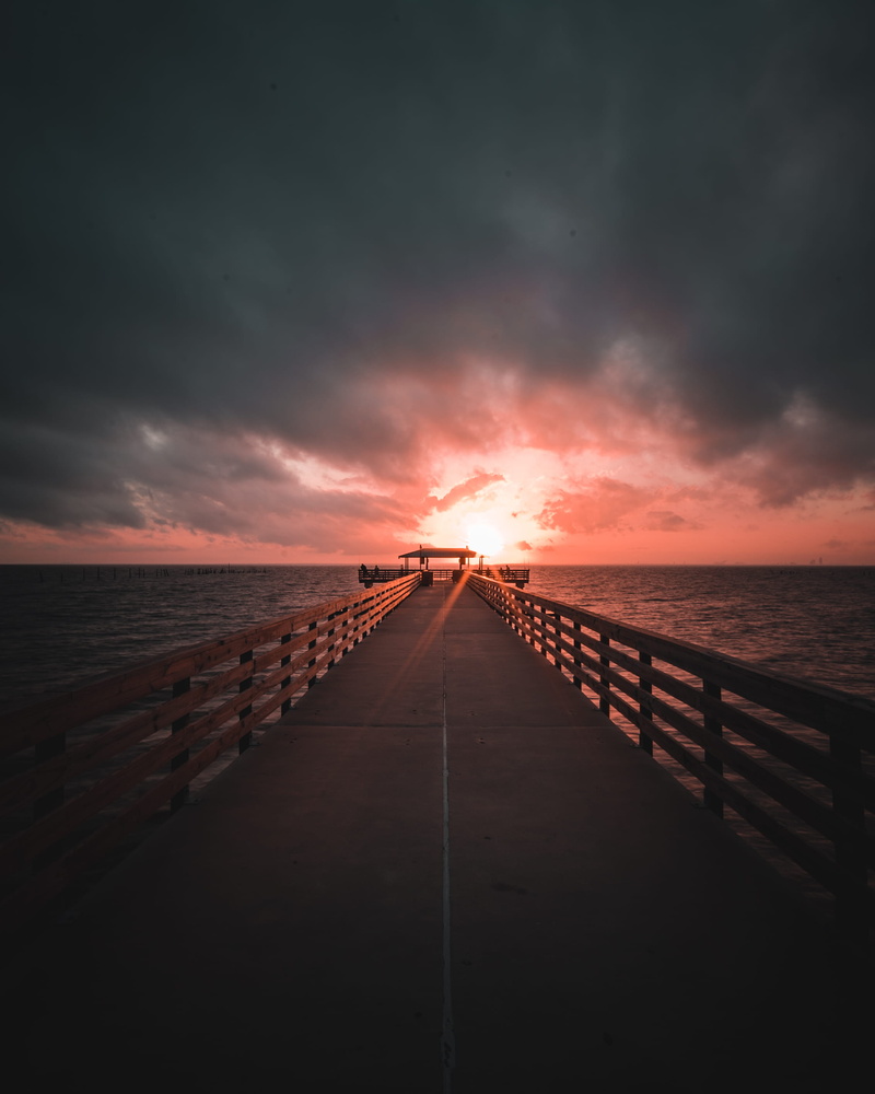 horizon, bridge, dark, body, beauty, sun, scenics - nature, 2K, horizon over water, daphne, pier, land, long, tranquility, surrounded, tranquil scene
