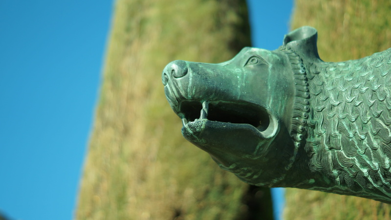 no people, sky, close-up, head, architecture, nature, Segovia, 4K, art and craft, one animal, Head, side view, representation, gargoyle, day, sculpture