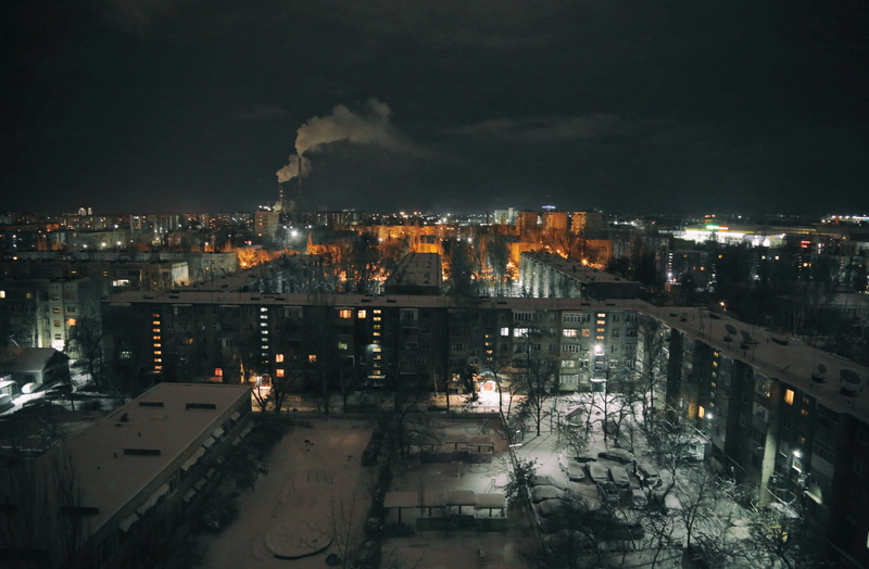 lights, kyrgyzstan, smoke - physical structure, skyscraper, built structure, sky, residential district, illuminated, bishkek, water, no people, air pollution