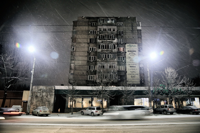 built structure, city, light, building, illuminated, lens flare, city street, bishkek, architecture, tree, motor vehicle, street, no people, car, nature