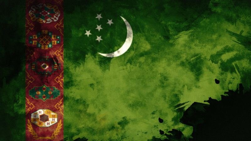 turkmenistan, grunge, 2K, flag