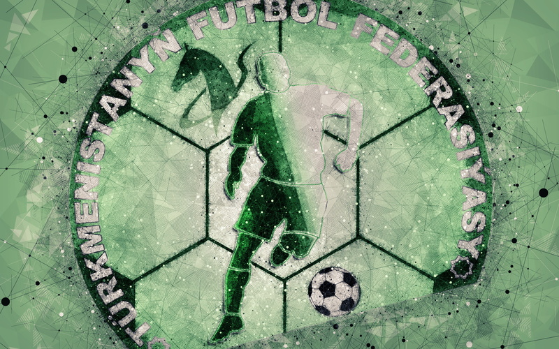 Turkmenistan, 4K, Turkmenistan National Football Team, Soccer, Emblem, Logo
