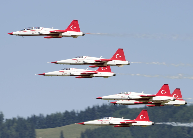 team, aircrafts, f 5, fighter, air, 1080P, northrop, turkish, dom, stars, acrobatic