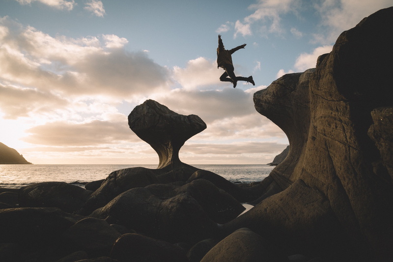 cloud - sky, sunset, Johannes Hulsch, flying, land, outdoors, mountains, tranquil scene, scenics - nature, no people, water, beach, rock, sea, jumping