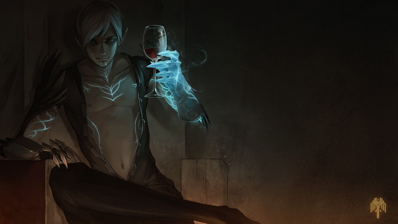 dragon age ii fenris, dark, 1080P, smoke - physical structure, men, one person, technology, cyborg, futuristic, copy space, studio shot, human body part